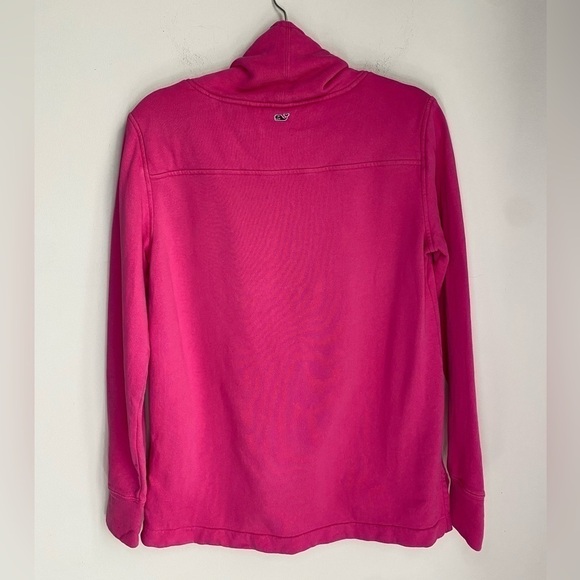 Vineyard Vines Bright Pink Scuba High Neck Sweatshirt Pullover with Thumb Holes - Picture 3 of 8
